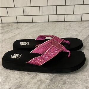 Yellow Box Flip Flop Sandals Womens 9 Pink Glittery Beach Summer Slip On Shoes